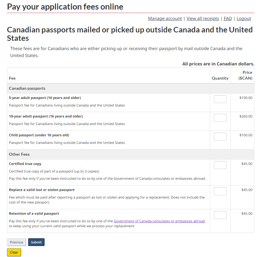 pay the canadian passport application fee online