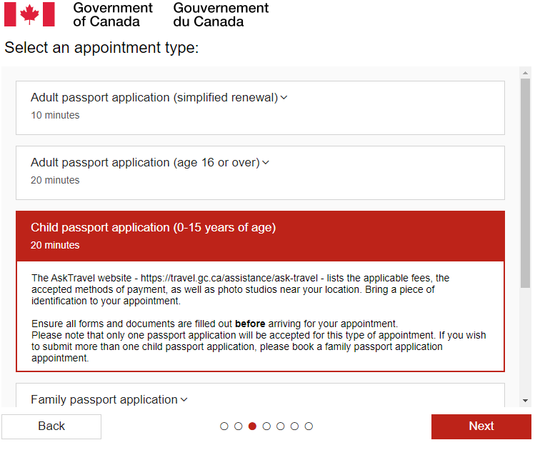 child passport application