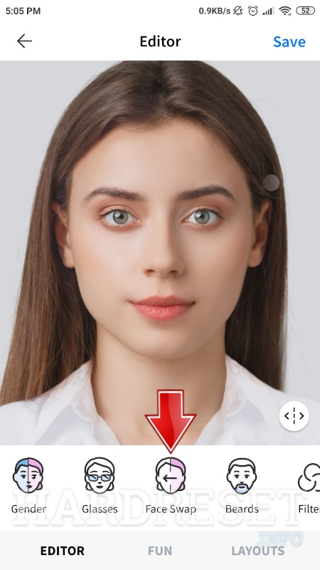 choose face swap feature
