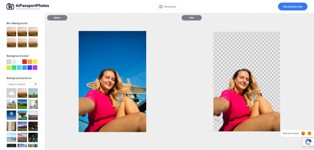 remove background on AiPassportPhotos