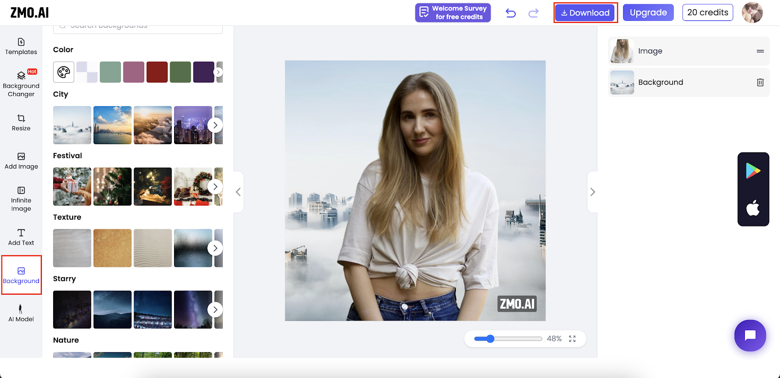 removing picture background on zmo.ai