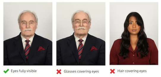 no glasses in passport photos