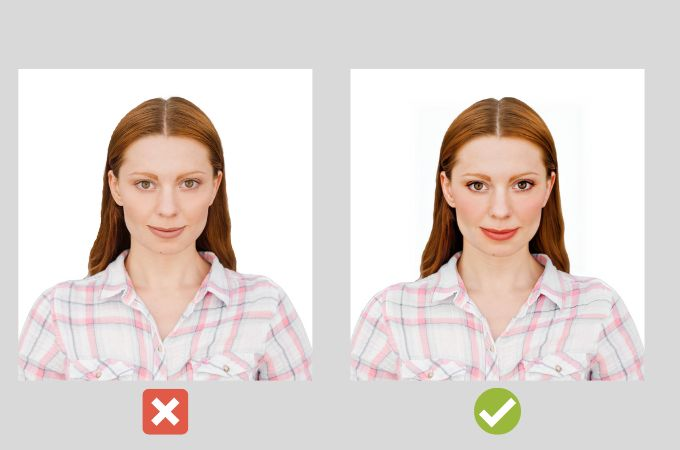 makeup requirements in passport photos