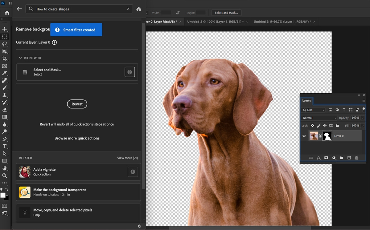 remove a dog's background on Adobe Photoshop