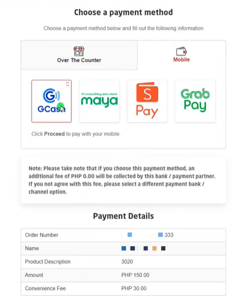 choose a payment method