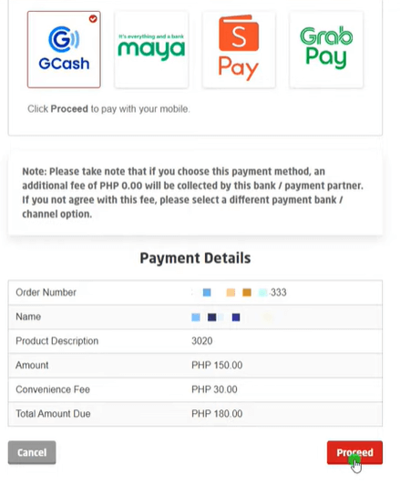proceed to pay with GCash
