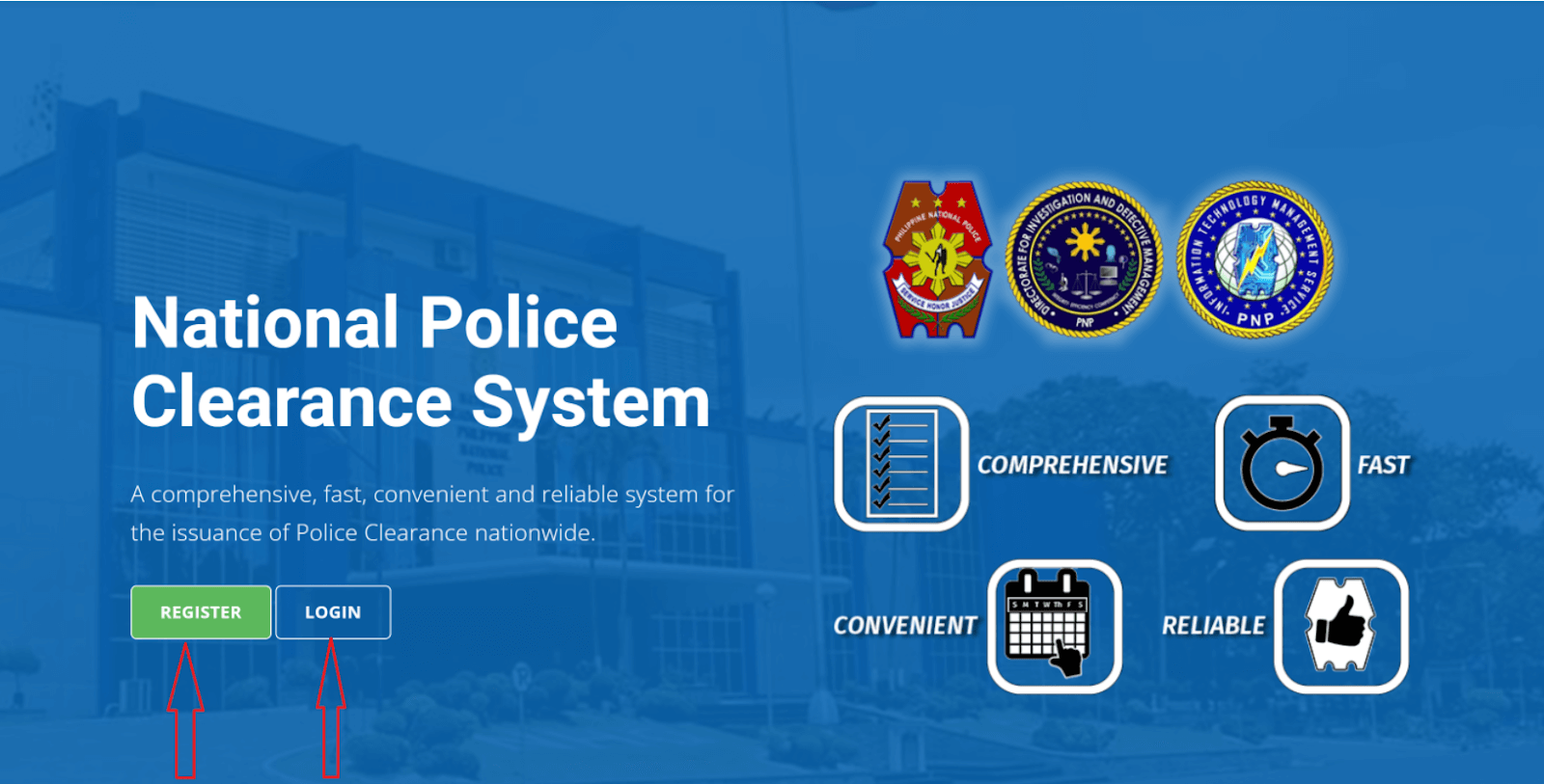 log in on the National Police Clearance System