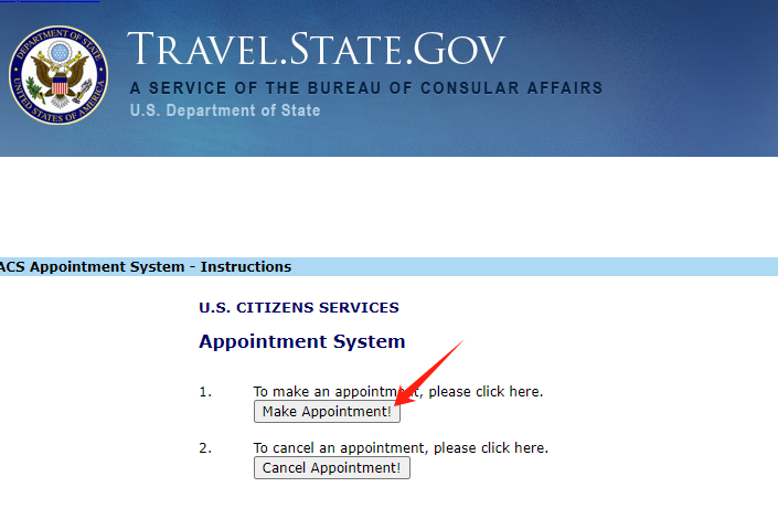 make an appointment on travel state gov website