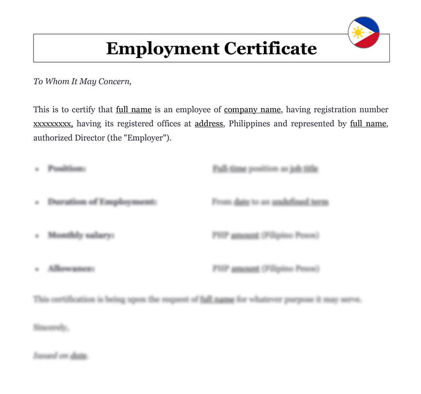 Certificate of Employment