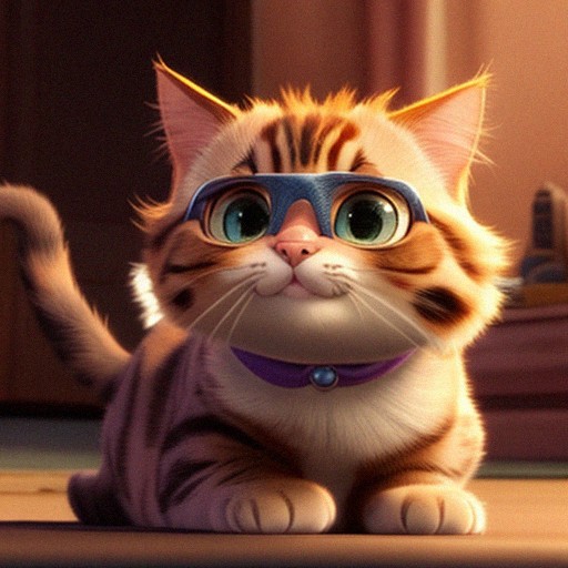 disney pixar style cat wearing glasses