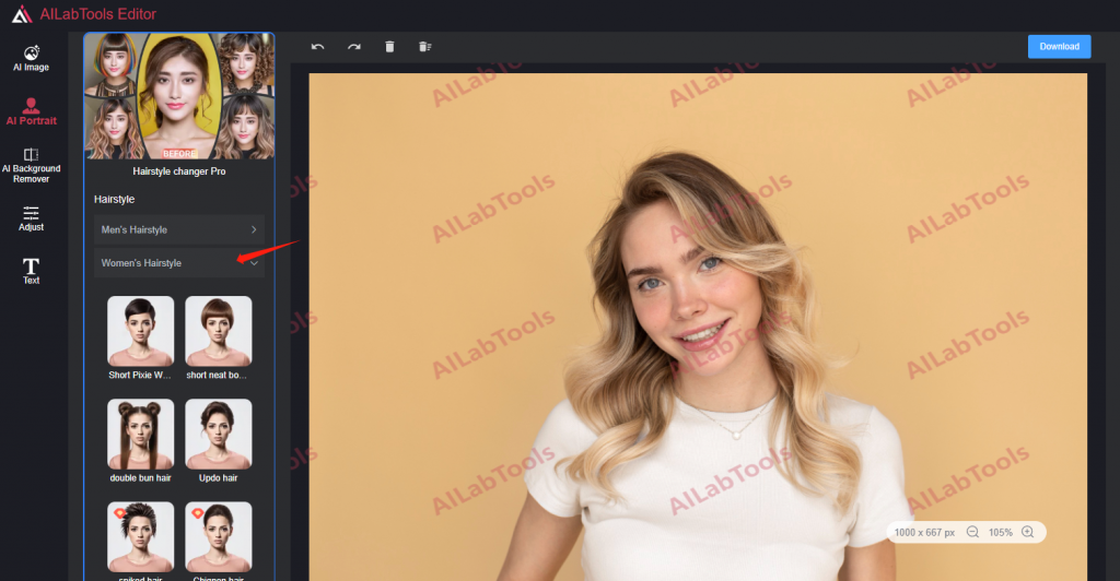 Access the AILabTools website and upload a portrait photo