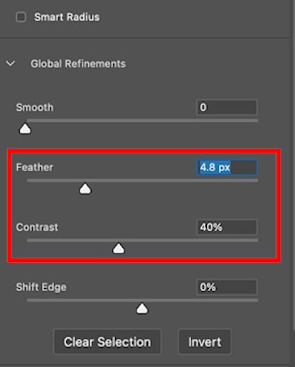 adjust feather on photoshop