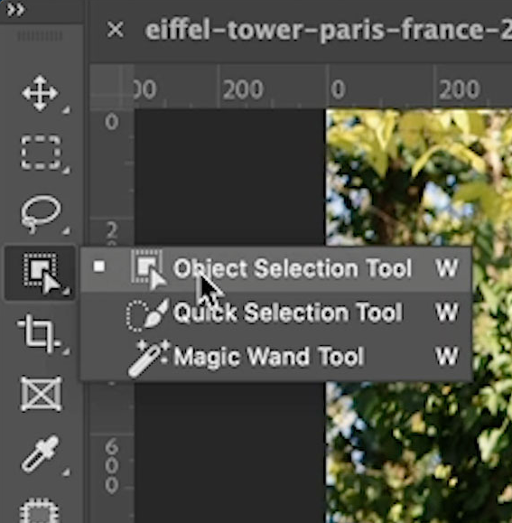 object selection tool on photoshop