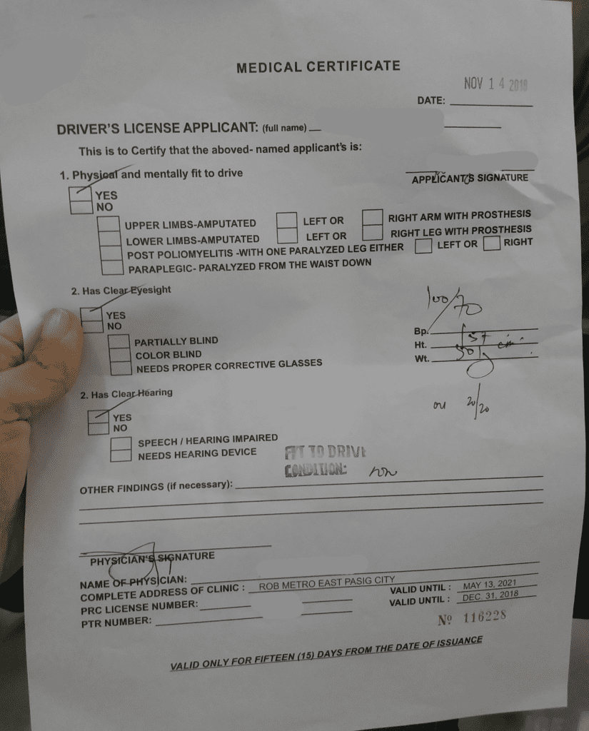 Philippine medical certificate