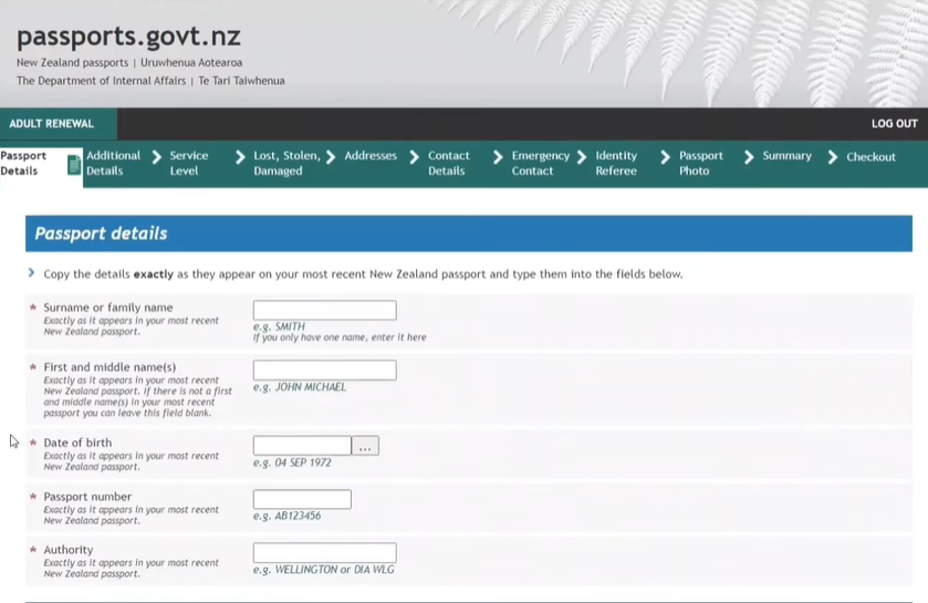 nz passport renewal application form details
