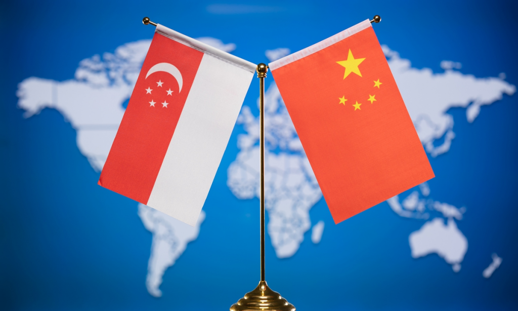 singapore and china national flags