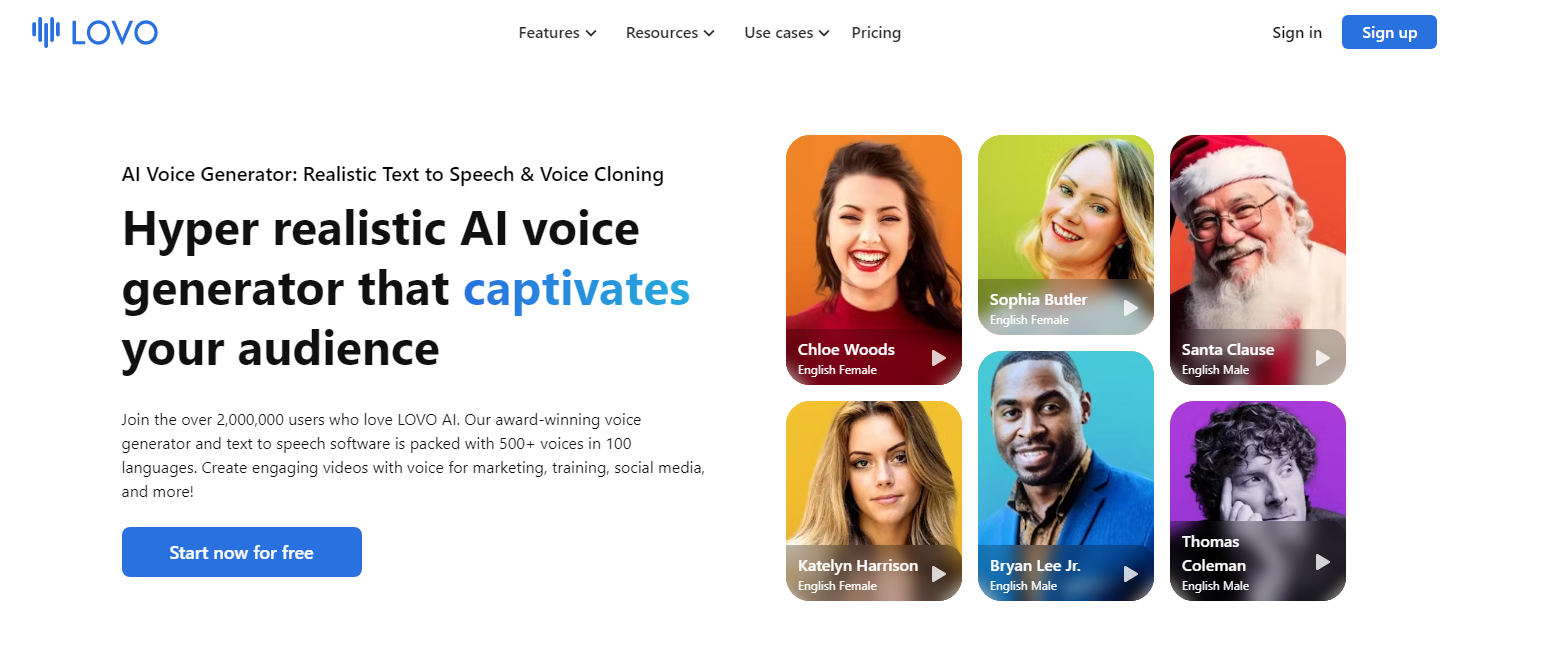 Lovo AI celebrity voice generator
