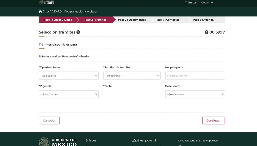 Follow the instructions to select the nearest consulate and other details.