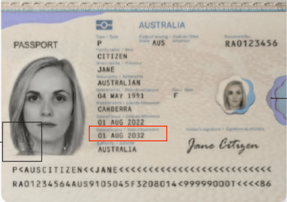 australia passport page