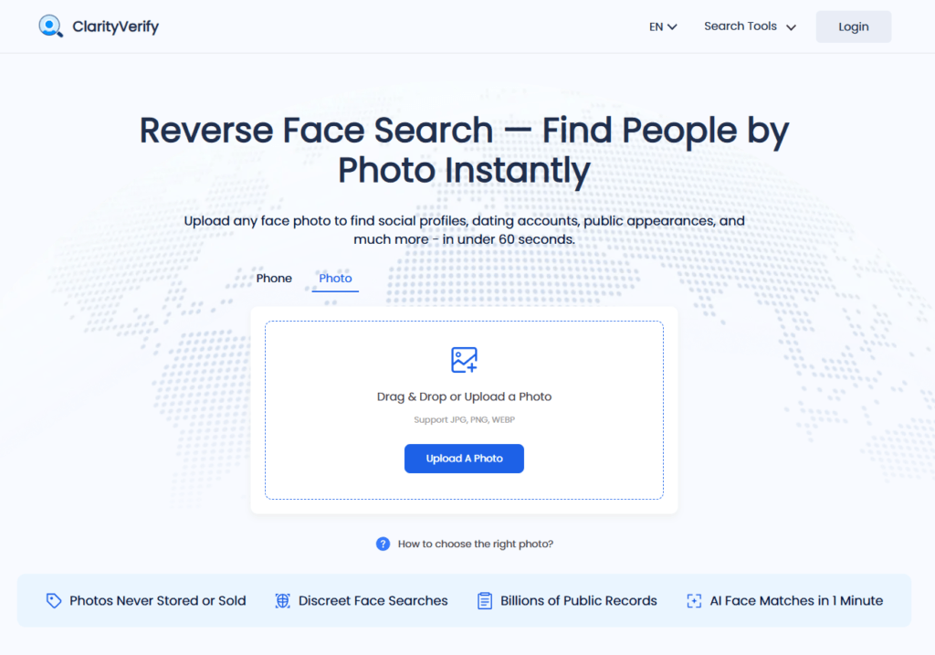 clarityverify reverse face search