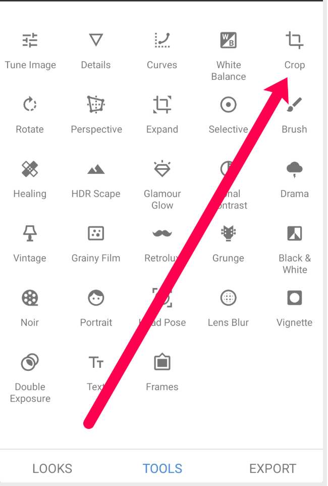 crop pictures on snapseed