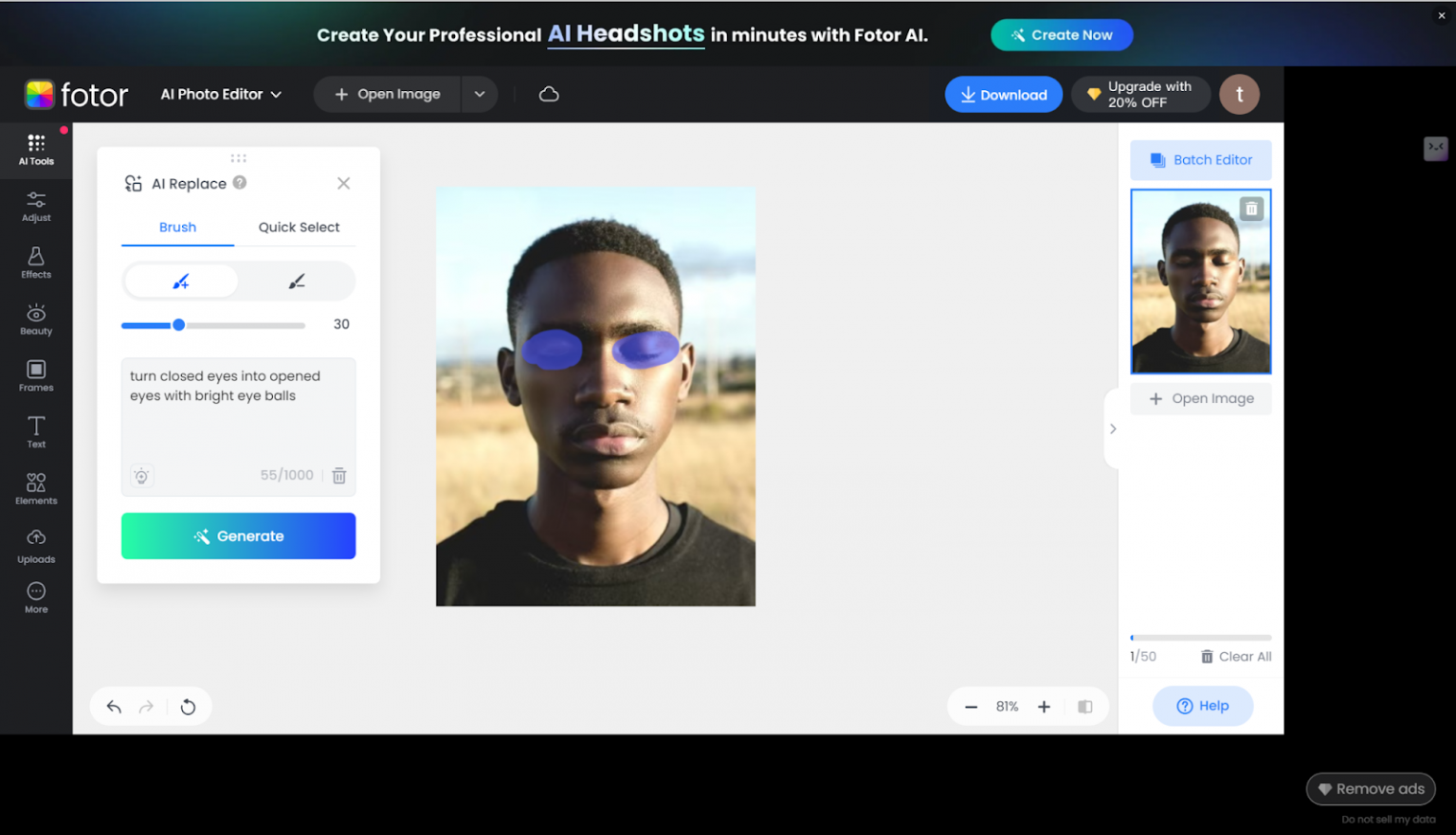 How to Open Closed Eyes in a Photo Online