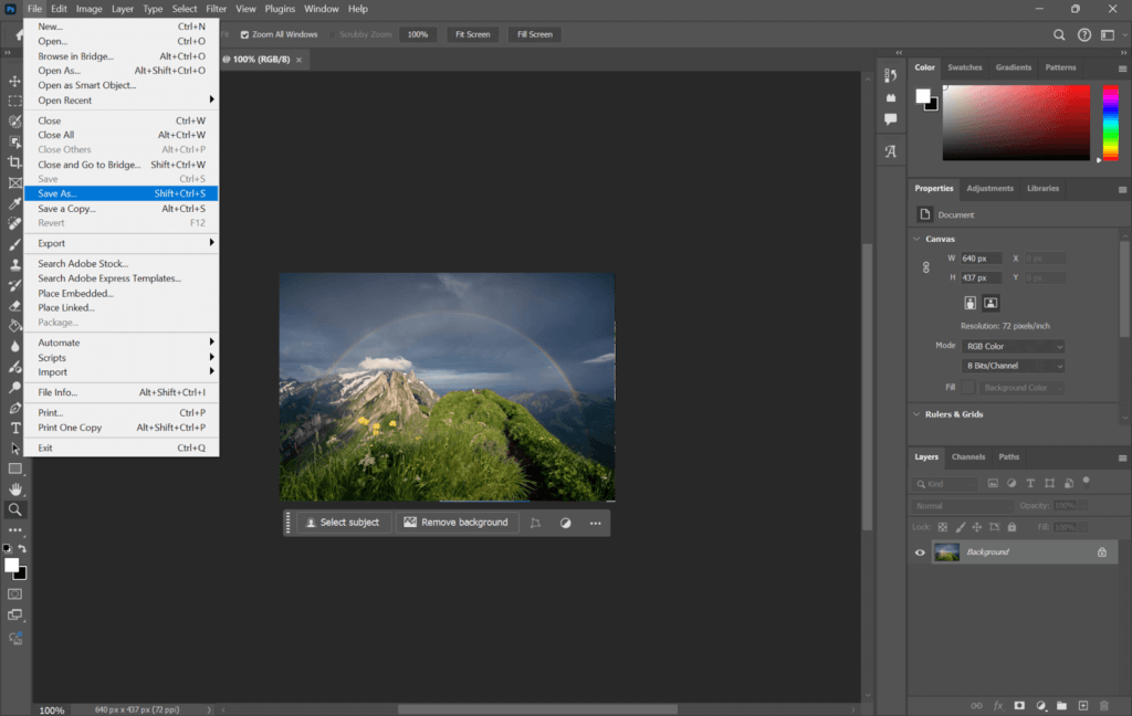 photoshop save as