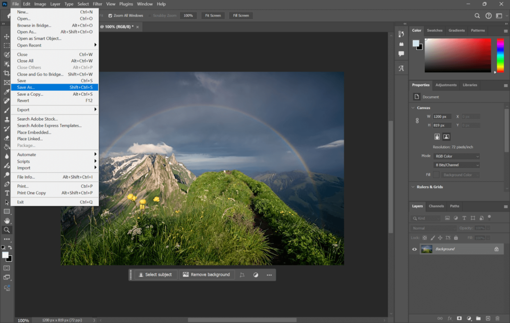 save photo in photoshop