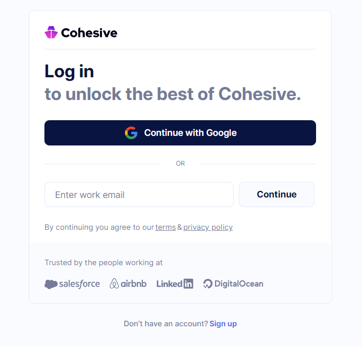 log in Cohesive.so