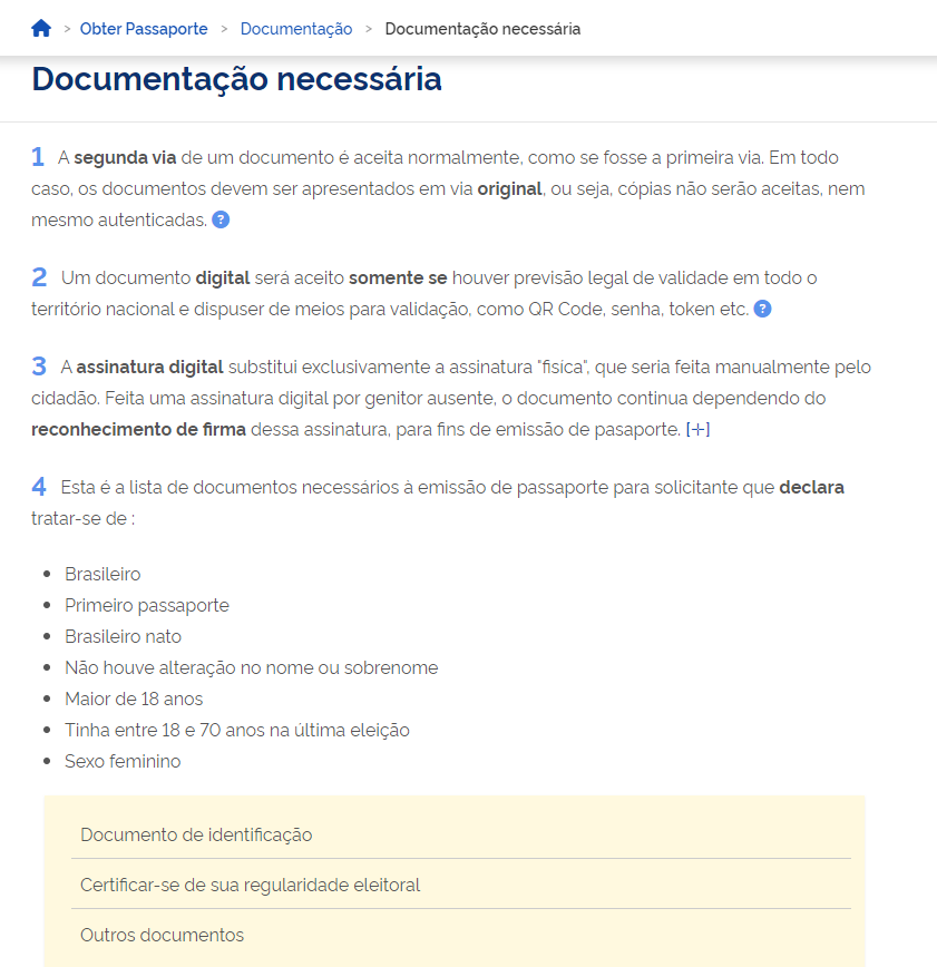 A seguir, você verá a lista completa de documentos necessários que você precisa levar à Polícia Federal. Sugerimos que você marque a lista de documentos nesta etapa.