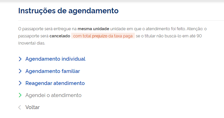 site oficial de agendamento