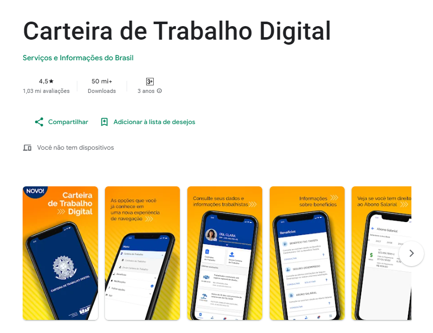 aplicativo digital da CTPS 